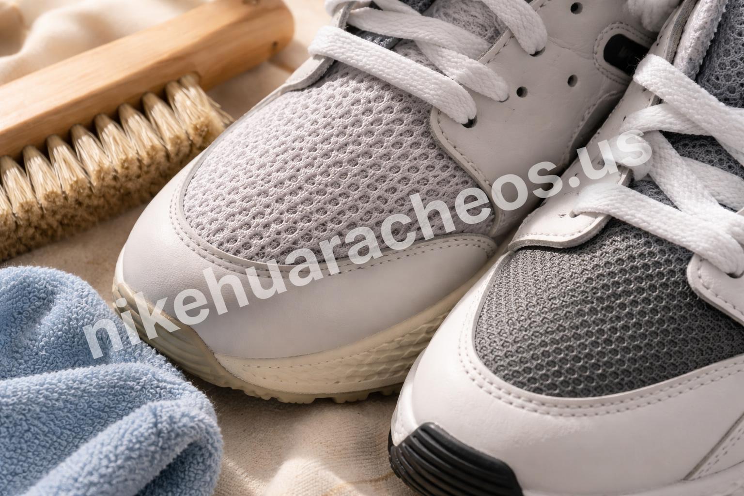 Cleaning nike shoe materials closeup