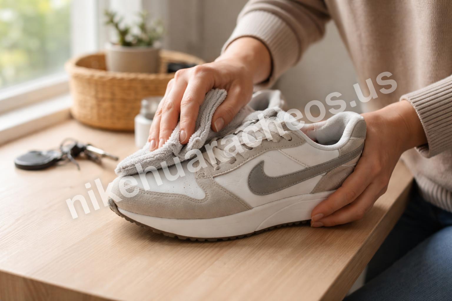 Cleaning nike shoes with soft microfiber cloth
