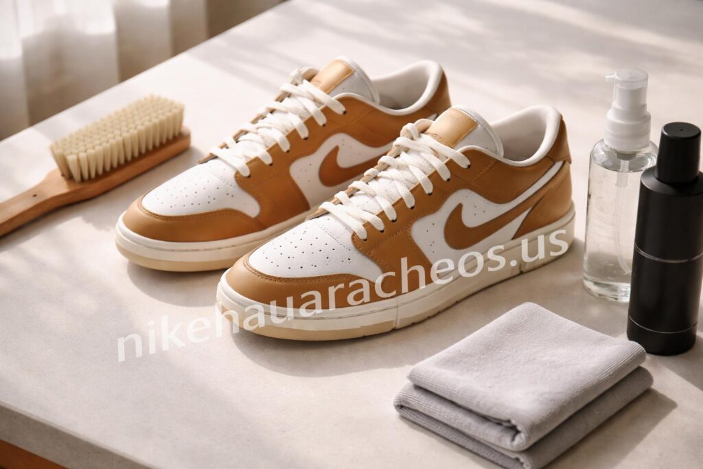 Leather nike sneakers care setup