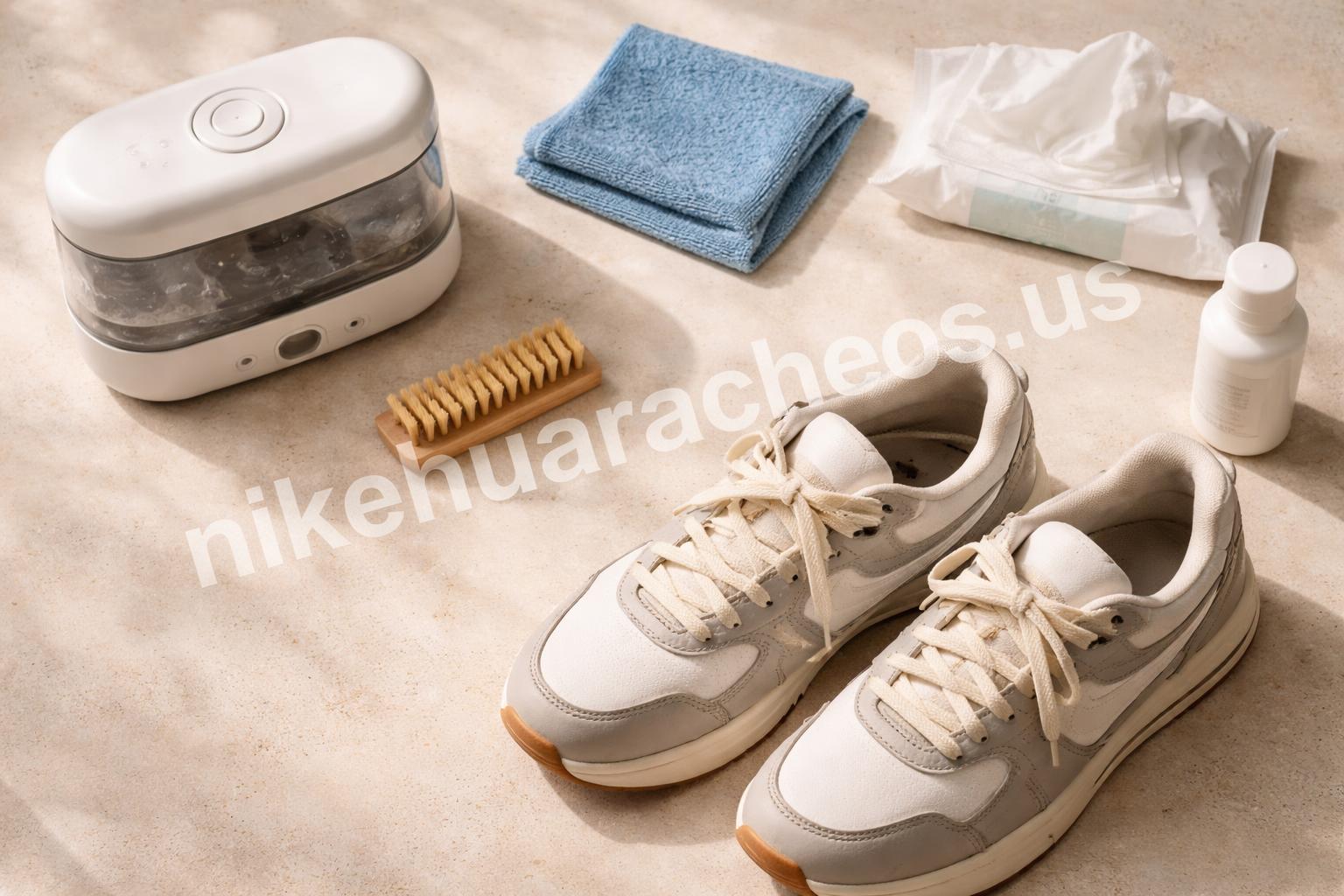 Nike shoe care flat lay editorial