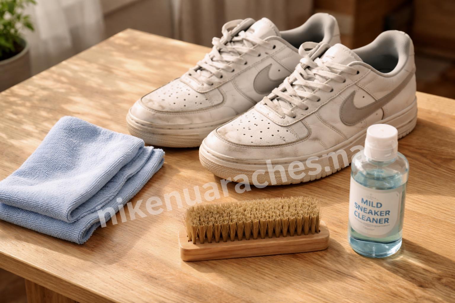 Nike shoe cleaning brush flat lay