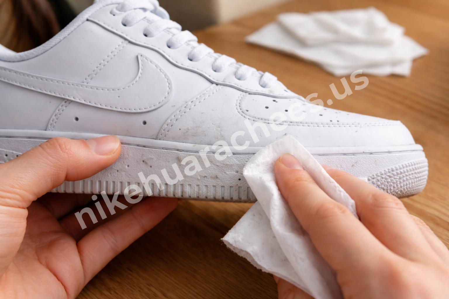 Nike shoe cleaning wipes on sneakers