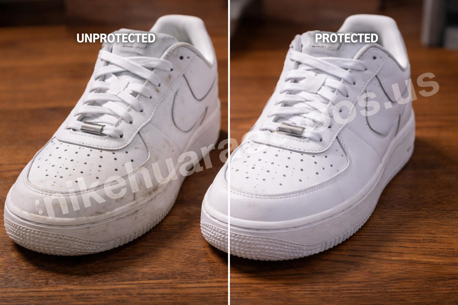 Nike shoes before and after water protection