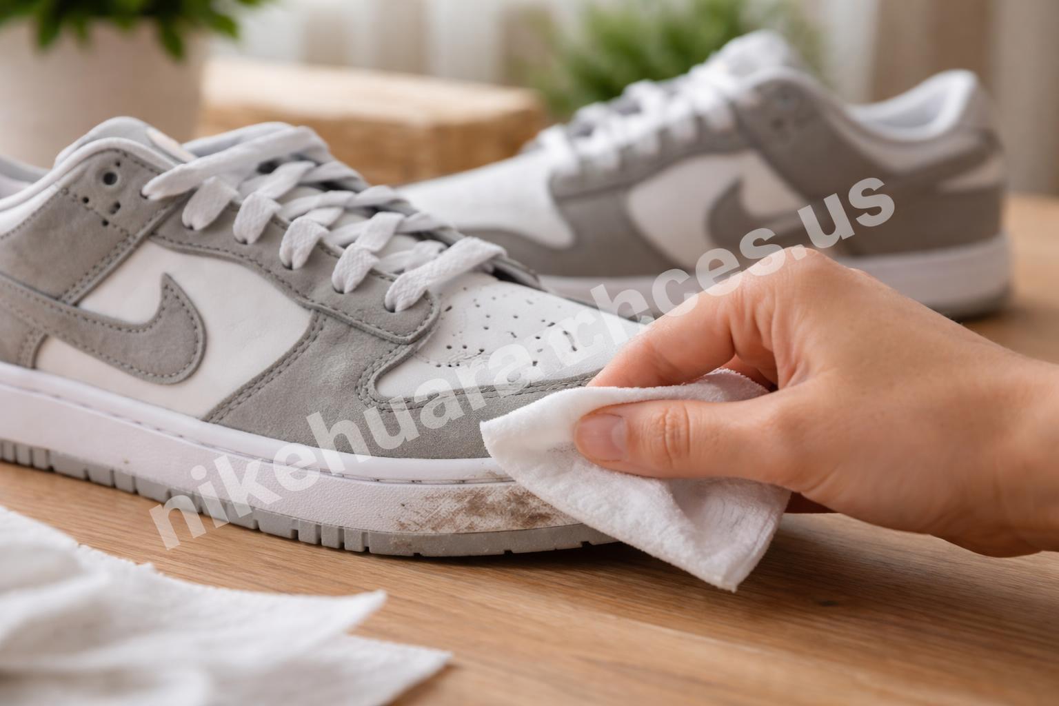 Nike sneakers cleaning wipes closeup